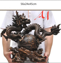 Load image into Gallery viewer, Chinese Feng Shui Good Fortune Wealth Lucky Earth Dragon Statue Home/Office Decor Sculpture Craft Living Room TV Cabinet Fortune Ornament Housewarming Gift