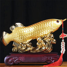 Load image into Gallery viewer, Chinese Feng Shui Good Fortune Money Gold Fish Wealth Statue Home/Office Decor Sculpture Craft Living Room TV Cabinet Fortune Ornament Housewarming Gift