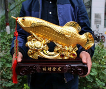 Load image into Gallery viewer, Chinese Feng Shui Good Fortune Money Gold Fish Wealth Statue Home/Office Decor Sculpture Craft Living Room TV Cabinet Fortune Ornament Housewarming Gift