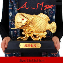 Load image into Gallery viewer, Chinese Feng Shui Good Fortune Money Gold Fish Wealth Statue Home/Office Decor Sculpture Craft Living Room TV Cabinet Fortune Ornament Housewarming Gift