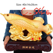 Load image into Gallery viewer, Chinese Feng Shui Good Fortune Money Gold Fish Wealth Statue Home/Office Decor Sculpture Craft Living Room TV Cabinet Fortune Ornament Housewarming Gift