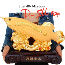 Load image into Gallery viewer, Chinese Feng Shui Good Fortune Money Gold Fish Wealth Statue Home/Office Decor Sculpture Craft Living Room TV Cabinet Fortune Ornament Housewarming Gift