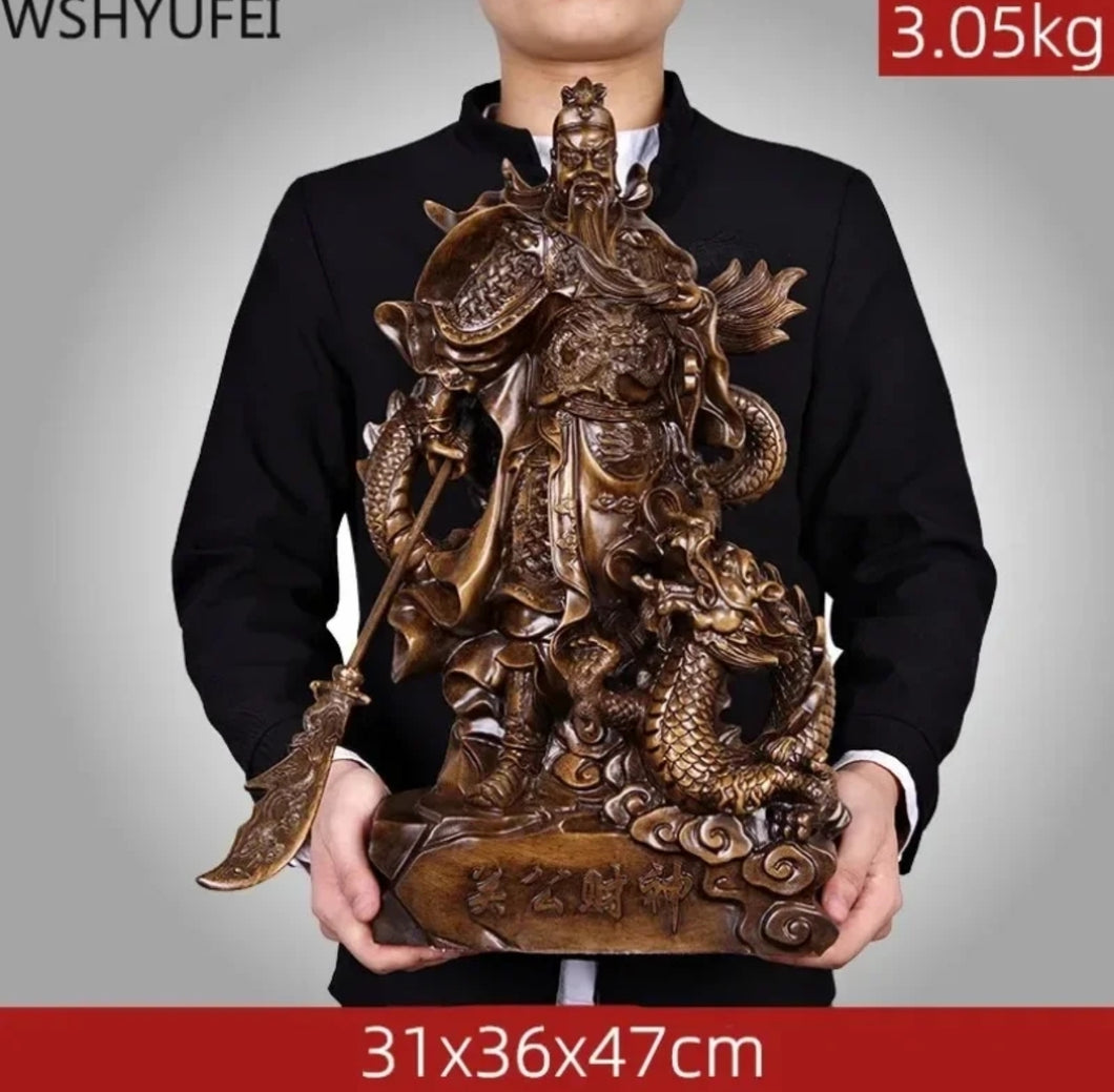 Chinese Feng Shui Wealth Successful Gold GuanGong Statue Home/Office Decor Sculpture Craft Living Room TV Cabinet Fortune Ornament Housewarming Gift