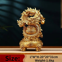 Load image into Gallery viewer, Chinese Feng Shui Wealth 360 Lucky Money Gold Pot Dragon Statue Home/Office Decor Sculpture Craft Living Room TV Cabinet Fortune Ornament Housewarming Gift