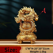 Load image into Gallery viewer, Chinese Feng Shui Wealth 360 Lucky Money Gold Pot Dragon Statue Home/Office Decor Sculpture Craft Living Room TV Cabinet Fortune Ornament Housewarming Gift