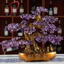 Load image into Gallery viewer, Chinese Feng Shui Wealth Lucky Money Tree Amethyst Gem Stone Statue Home/Office Decor Sculpture Craft Living Room TV Cabinet Fortune Ornament Housewarming Gift