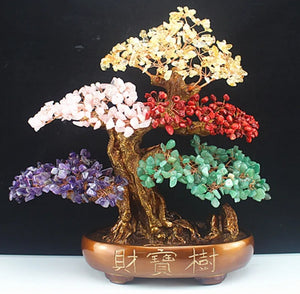 Chinese Feng Shui Wealth Lucky Money Tree Amethyst Gem Stone Statue Home/Office Decor Sculpture Craft Living Room TV Cabinet Fortune Ornament Housewarming Gift