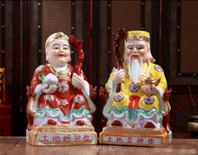 Load image into Gallery viewer, A Pair of Chinese Feng Shui Good Fortune Wealth Blessing Land Lord Earth Gods Statue Home/Office Decor Sculpture Craft Living Room TV Cabinet Fortune Ornament Housewarming Gifts