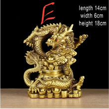 Load image into Gallery viewer, Chinese Feng Shui Good Fortune Wealth Dragon Copper Statue Home/Office Decor Sculpture Craft Living Room TV Cabinet Fortune Ornament Housewarming Gift