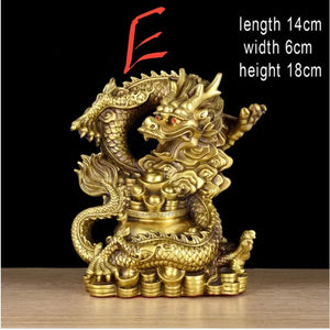 Chinese Feng Shui Good Fortune Wealth Dragon Copper Statue Home/Office Decor Sculpture Craft Living Room TV Cabinet Fortune Ornament Housewarming Gift