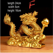 Load image into Gallery viewer, Chinese Feng Shui Good Fortune Wealth Dragon Copper Statue Home/Office Decor Sculpture Craft Living Room TV Cabinet Fortune Ornament Housewarming Gift