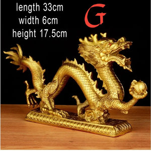 Chinese Feng Shui Good Fortune Wealth Dragon Copper Statue Home/Office Decor Sculpture Craft Living Room TV Cabinet Fortune Ornament Housewarming Gift