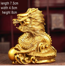 Load image into Gallery viewer, Chinese Feng Shui Good Fortune Wealth Dragon Copper Statue Home/Office Decor Sculpture Craft Living Room TV Cabinet Fortune Ornament Housewarming Gift