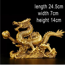 Load image into Gallery viewer, Chinese Feng Shui Good Fortune Wealth Dragon Copper Statue Home/Office Decor Sculpture Craft Living Room TV Cabinet Fortune Ornament Housewarming Gift