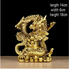 Load image into Gallery viewer, Chinese Feng Shui Good Fortune Wealth Dragon Copper Statue Home/Office Decor Sculpture Craft Living Room TV Cabinet Fortune Ornament Housewarming Gift