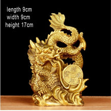 Load image into Gallery viewer, Chinese Feng Shui Good Fortune Wealth Dragon Copper Statue Home/Office Decor Sculpture Craft Living Room TV Cabinet Fortune Ornament Housewarming Gift