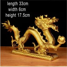 Load image into Gallery viewer, Chinese Feng Shui Good Fortune Wealth Dragon Copper Statue Home/Office Decor Sculpture Craft Living Room TV Cabinet Fortune Ornament Housewarming Gift