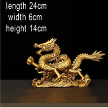 Load image into Gallery viewer, Chinese Feng Shui Good Fortune Wealth Dragon Copper Statue Home/Office Decor Sculpture Craft Living Room TV Cabinet Fortune Ornament Housewarming Gift