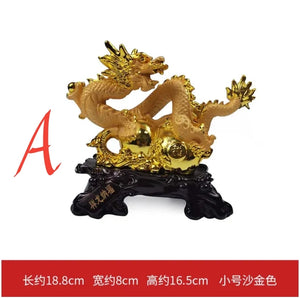 Chinese Feng Shui Good Fortune Wealth Gourd Dragon Statue Home/Office Decor Sculpture Craft Living Room TV Cabinet Fortune Ornament Housewarming Gift