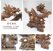 Load image into Gallery viewer, Chinese Feng Shui Good Fortune Wealth Gourd Dragon Statue Home/Office Decor Sculpture Craft Living Room TV Cabinet Fortune Ornament Housewarming Gift