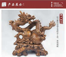 Load image into Gallery viewer, Chinese Feng Shui Good Fortune Wealth Gourd Dragon Statue Home/Office Decor Sculpture Craft Living Room TV Cabinet Fortune Ornament Housewarming Gift