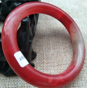 10% OFF- 53/54/55mm Certified Natural Red Emerald A*Jade Handcarved Original Lucky Bangle x8765