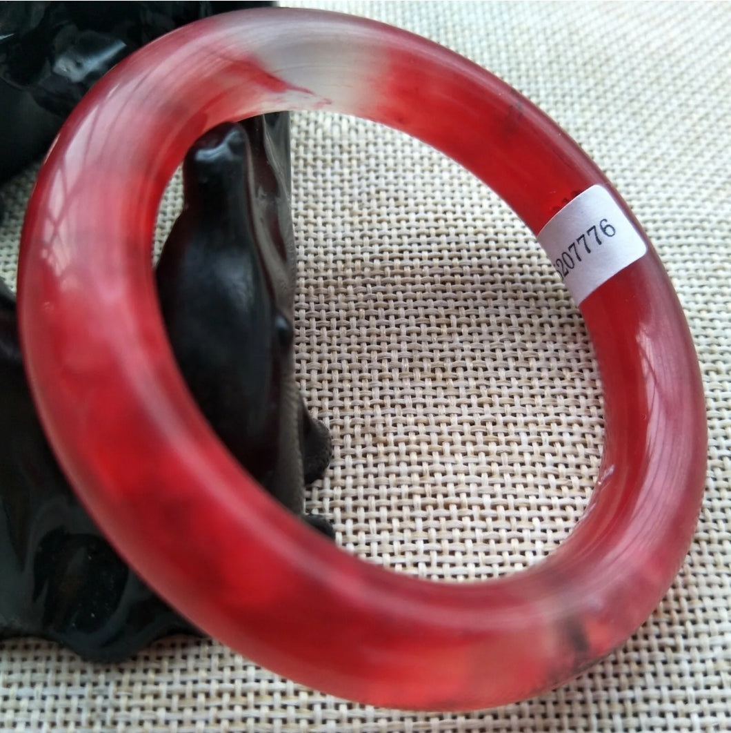 10% OFF- 51/52/53mm Certified Natural Red Emerald A*Jade Handcarved Original Lucky Bangle x7776