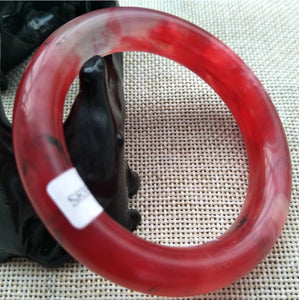 10% OFF- 51/52/53mm Certified Natural Red Emerald A*Jade Handcarved Original Lucky Bangle x7776