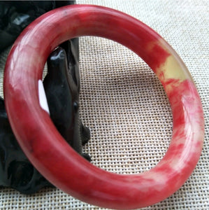 10% OFF- 53/54/55mm Certified Natural Red Emerald A*Jade Handcarved Original Lucky Bangle x8780