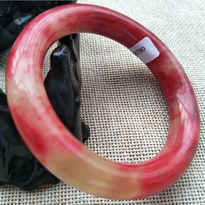 10% OFF- 53/54/55mm Certified Natural Red Emerald A*Jade Handcarved Original Lucky Bangle x8780