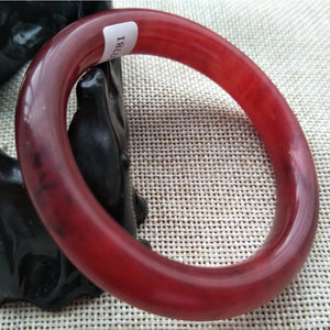 10% OFF- 53/54/55mm Certified Natural Red Emerald A*Jade Handcarved Original Lucky Bangle x7781