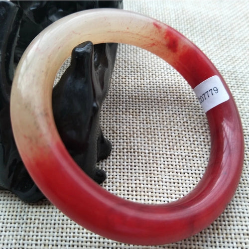 10% OFF- 54/55/56mm Certified Natural Red Emerald A*Jade Handcarved Original Lucky Bangle x7779