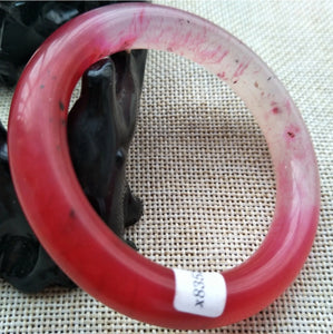 10% OFF- 51/52/53mm Certified Natural Red Emerald A*Jade Handcarved Original Lucky Bangle x8768