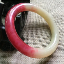 Load image into Gallery viewer, 10% OFF -56/57/58mm Certified Natural Red Emerald A*Jade Handcarved Original Lucky Bangle A613