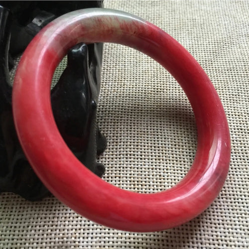 10% OFF- 53/54/55mm Certified Natural Red Emerald A*Jade Handcarved Original Lucky Bangle A624