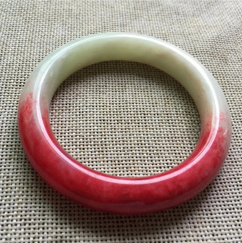 10% OFF- 54/55/56mm Certified Natural Red Emerald A*Jade Handcarved Original Lucky Bangle A145