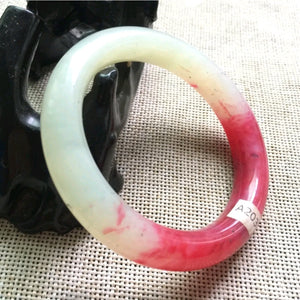 10% OFF- 53/54/55mm Certified Natural Red Emerald A*Jade Handcarved Original Lucky Bangle A203