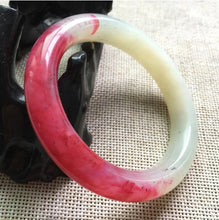 Load image into Gallery viewer, 10% OFF- 53/54/55mm Certified Natural Red Emerald A*Jade Handcarved Original Lucky Bangle A203