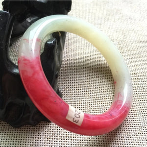 10% OFF- 53/54/55mm Certified Natural Red Emerald A*Jade Handcarved Original Lucky Bangle A203