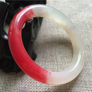 10% OFF- 54/55/56mm Certified Natural Red Emerald A*Jade Handcarved Original Lucky Bangle A632