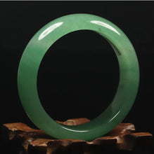 Load image into Gallery viewer, 10% OFF- 52/53/54mm Certified Natural Icy Green Jadeite Emerald A*Jade Handcarved Original Lucky Bracelet Bangle A1774