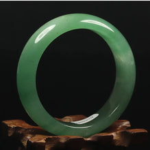 Load image into Gallery viewer, 10% OFF- 52/53/54mm Certified Natural Icy Green Jadeite Emerald A*Jade Handcarved Original Lucky Bracelet Bangle A1774