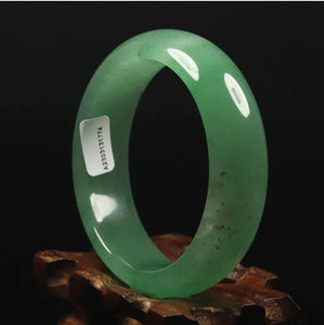 10% OFF- 52/53/54mm Certified Natural Icy Green Jadeite Emerald A*Jade Handcarved Original Lucky Bracelet Bangle A1774