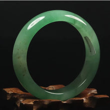 Load image into Gallery viewer, 10% OFF- 52/53/54mm Certified Natural Icy Green Jadeite Emerald A*Jade Handcarved Original Lucky Bracelet Bangle A1774