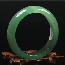 Load image into Gallery viewer, 10% OFF- 52/53/54mm Certified Natural Icy Green Jadeite Emerald A*Jade Handcarved Original Lucky Bracelet Bangle A1774