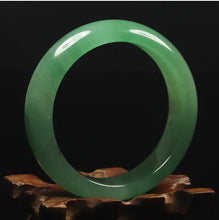 Load image into Gallery viewer, 10% OFF- 52/53/54mm Certified Natural Icy Green Jadeite Emerald A*Jade Handcarved Original Lucky Bracelet Bangle A1774