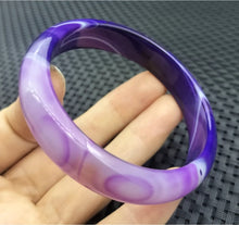 Load image into Gallery viewer, 10% OFF- 54/55/56mm Certified Natural Lavender Purple Emerald A*Jade Handcarved Original Lucky Bracelet Bangle A1940