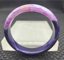 Load image into Gallery viewer, 10% OFF- 54/55/56mm Certified Natural Lavender Purple Emerald A*Jade Handcarved Original Lucky Bracelet Bangle A1940