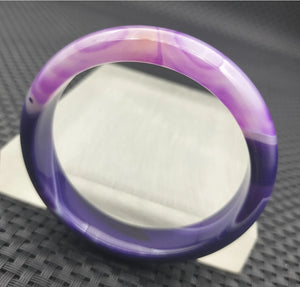 10% OFF- 54/55/56mm Certified Natural Lavender Purple Emerald A*Jade Handcarved Original Lucky Bracelet Bangle A1940