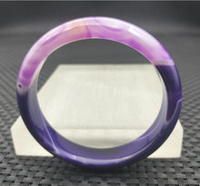 Load image into Gallery viewer, 10% OFF- 54/55/56mm Certified Natural Lavender Purple Emerald A*Jade Handcarved Original Lucky Bracelet Bangle A1940